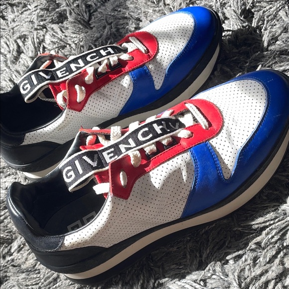 Givenchy Men's Tricolor white red blue Sneakers T3 Runner size 43 - Picture 7 of 11